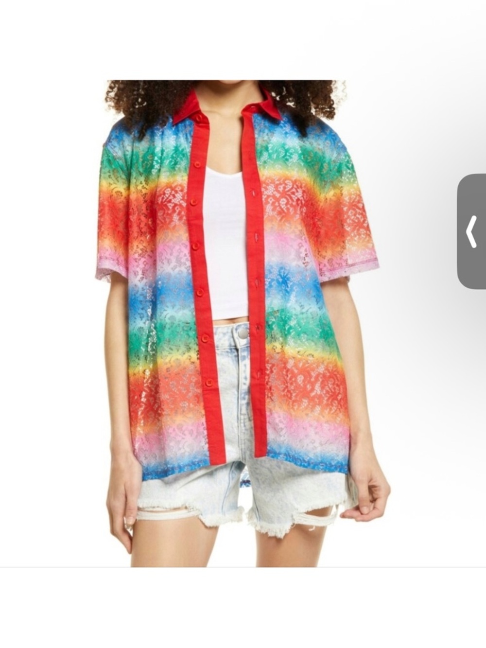 bp. Red-Trim Lace Overlay Top with rainbow lace pride